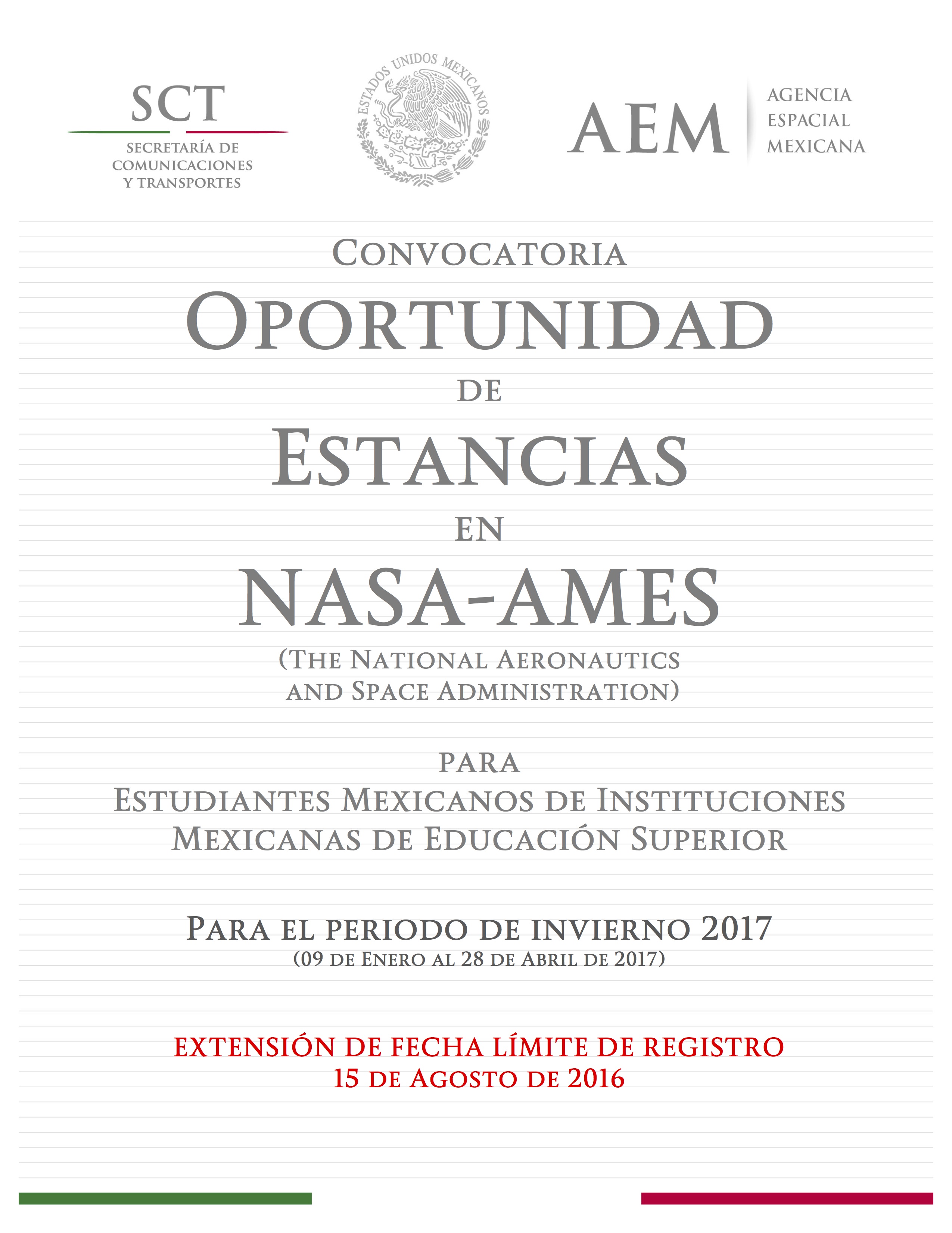 convocatoria estancias NASA-AEM para dosmildiezysiete