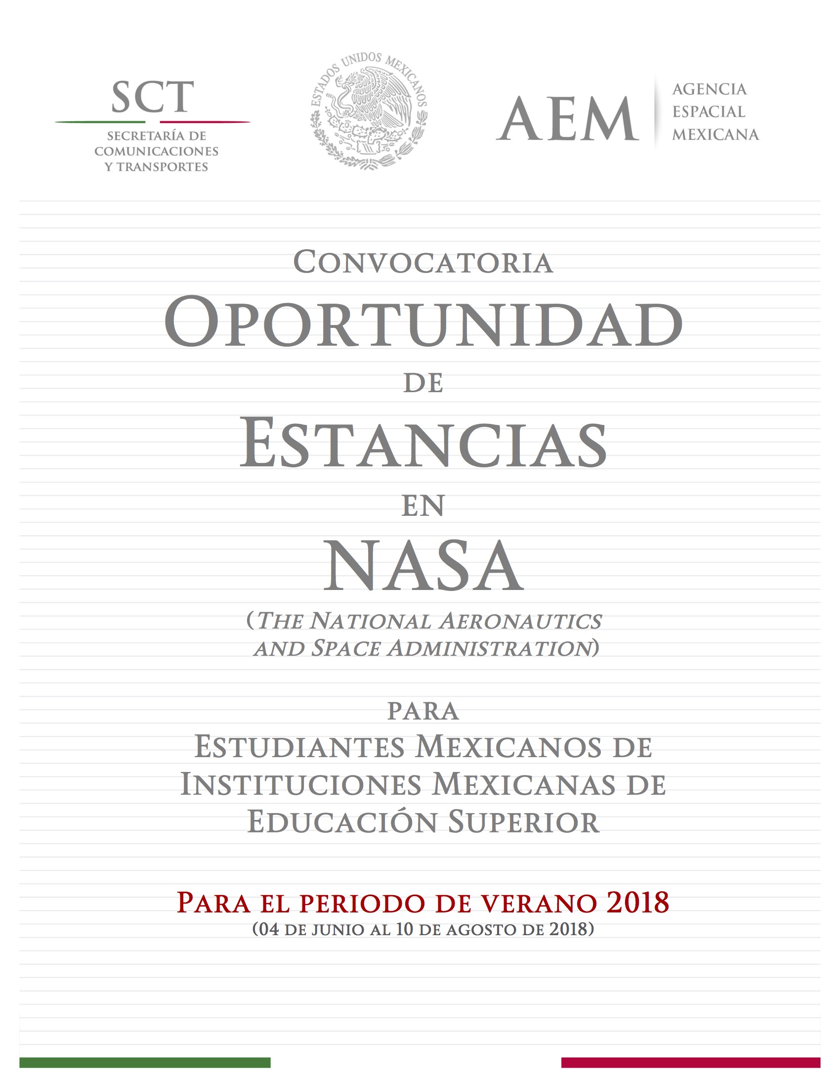  convocatoria estancias NASA-AEM otoño dosmildiezysiete 