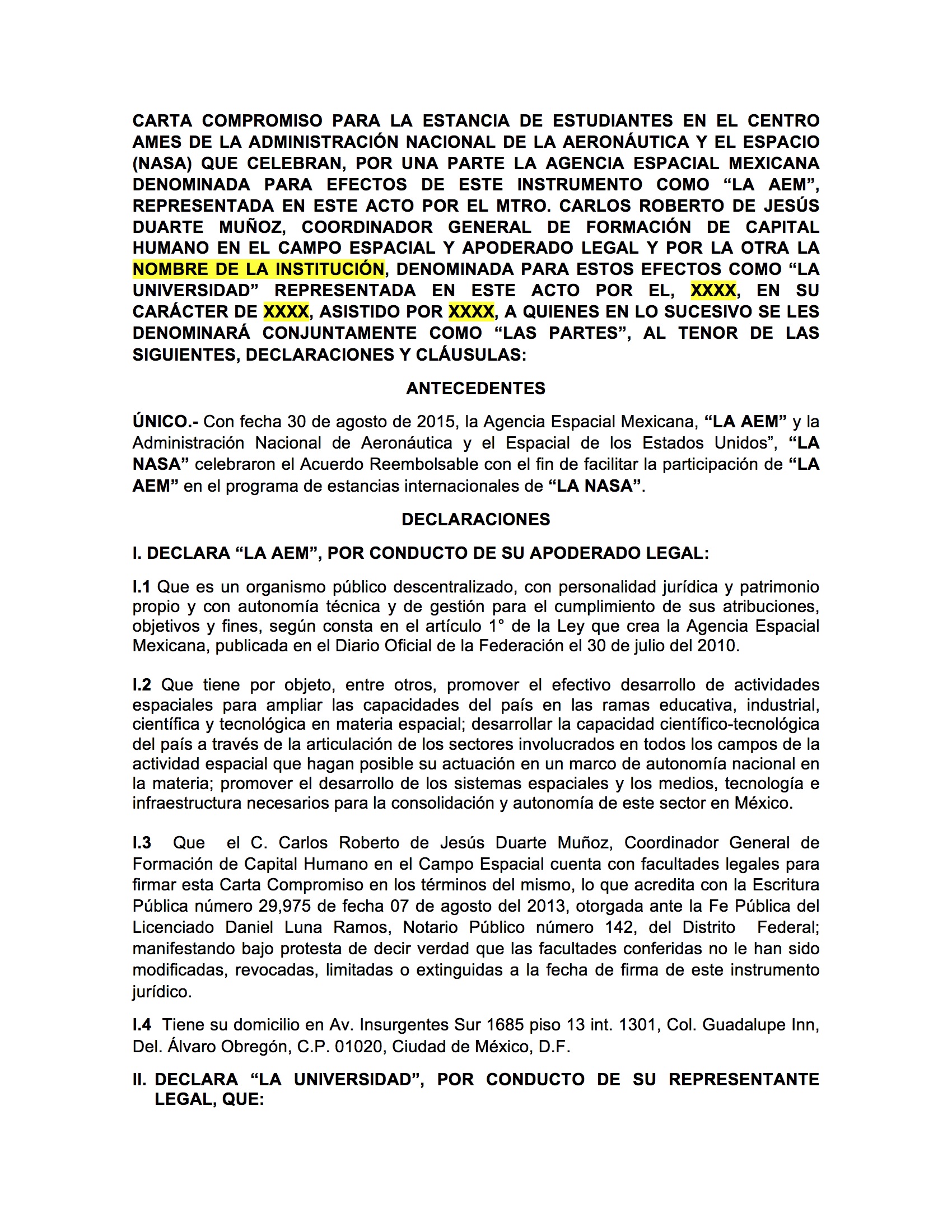 documento Anexo cinco Carta compromiso institucional para dosmildiezysiete en formato word editable