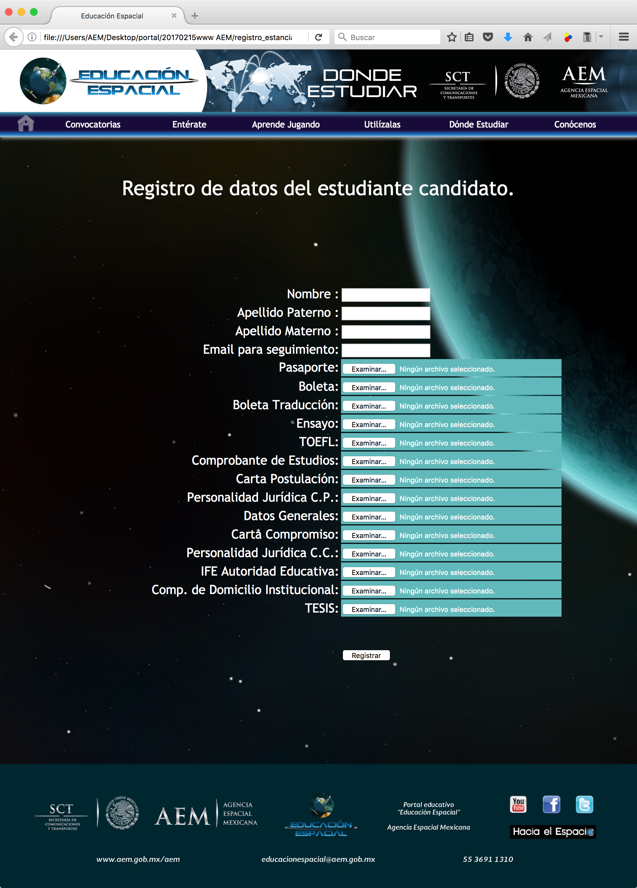 Registro y envío de documentación para estancias otoño dosmildiezysiete 