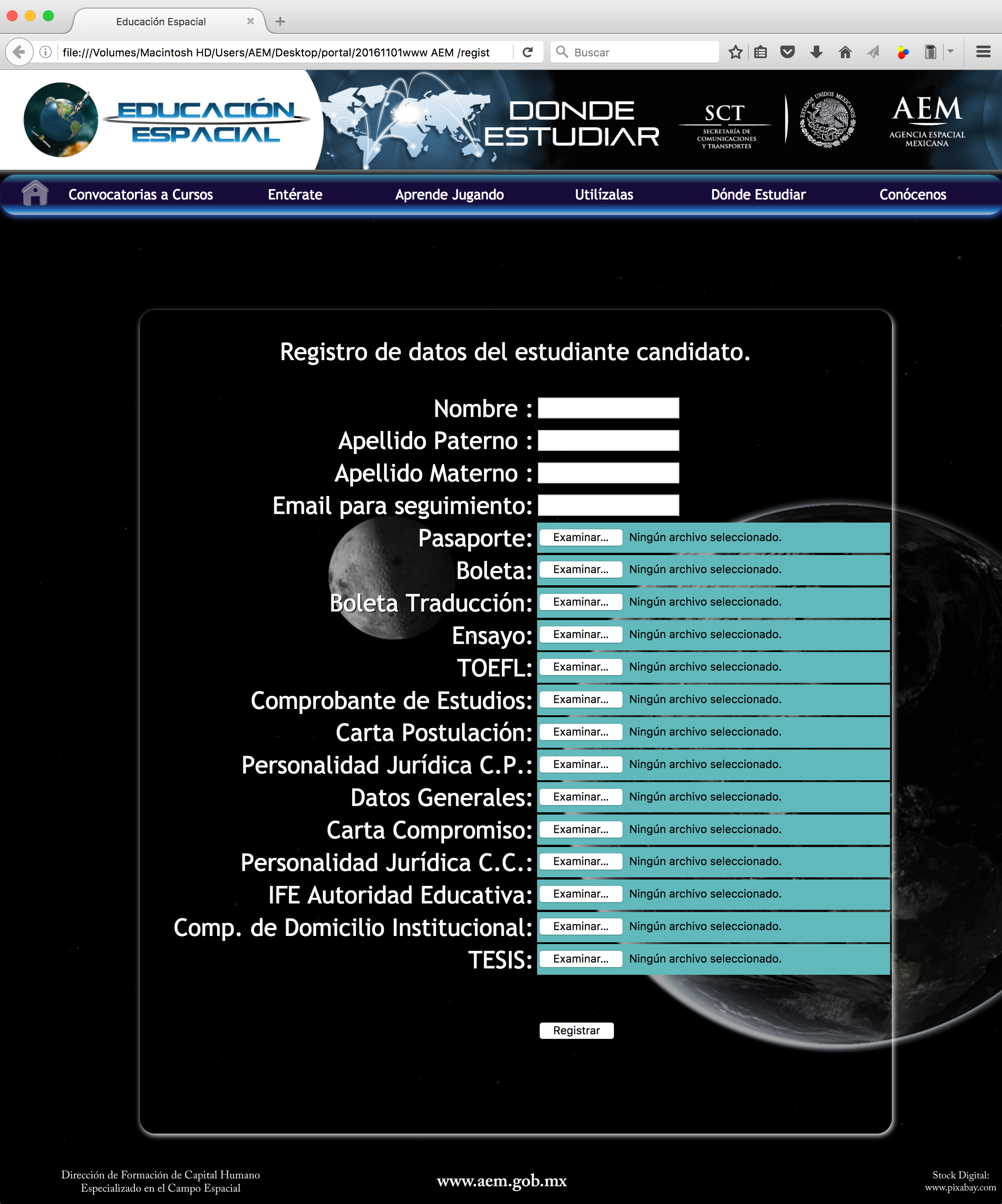 Registro y envío de documentación para estancias verano dosmildiezysiete 