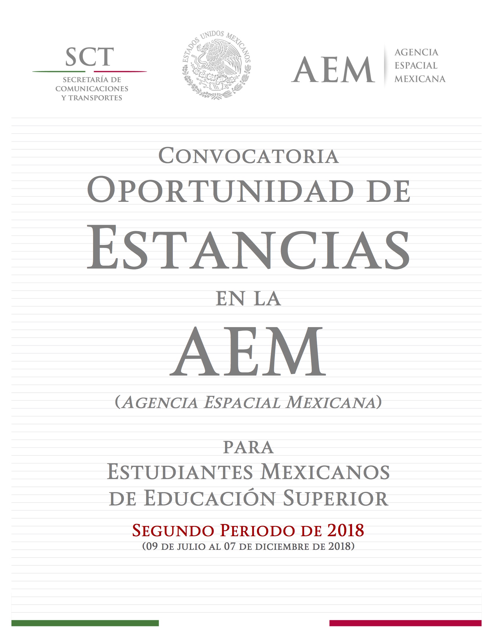 Convocatoria Estancias AEM para segundo periodo dosmildiezyocho en PDF