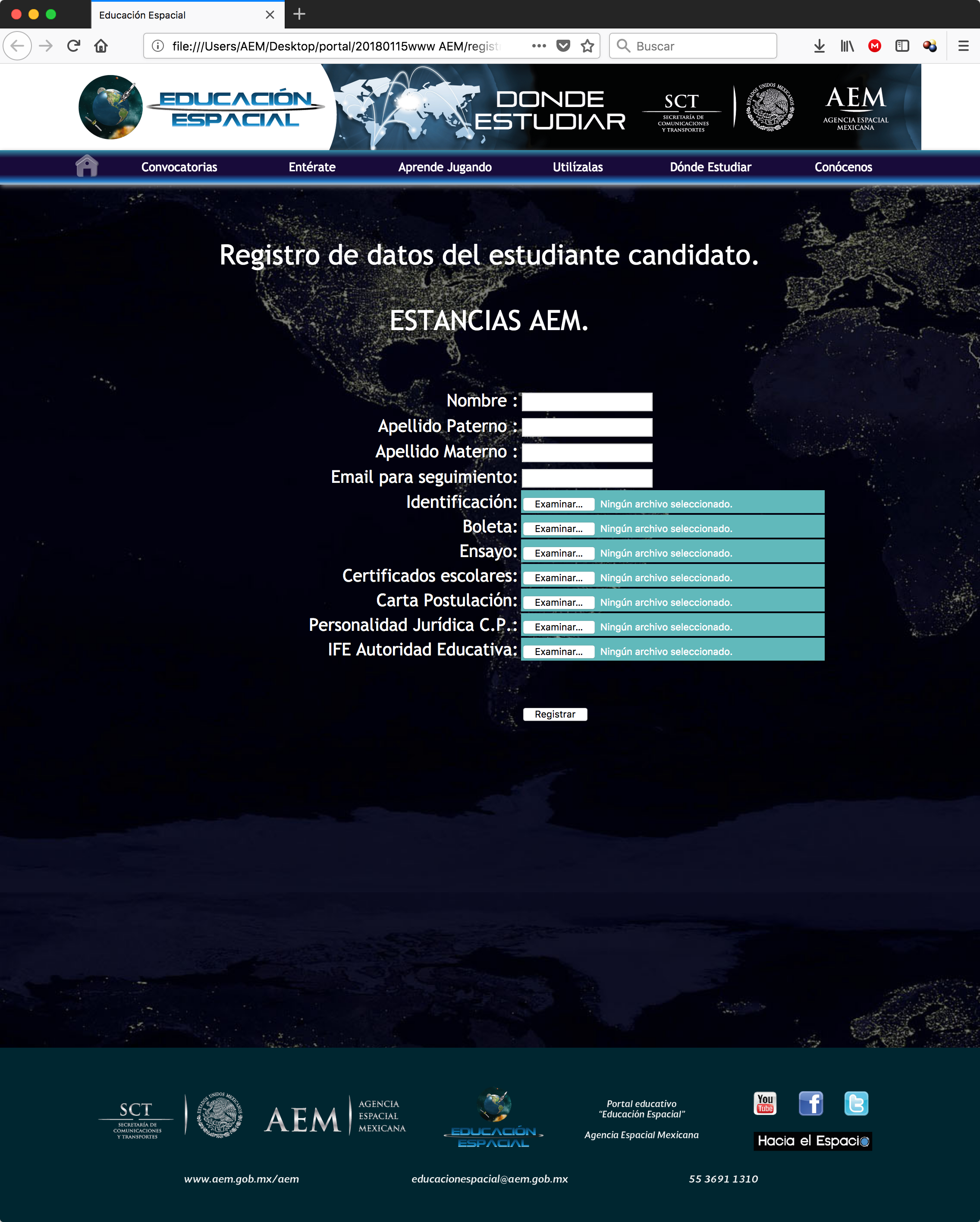 Registro y envío de documentación para estancias verano dosmildiezysiete 