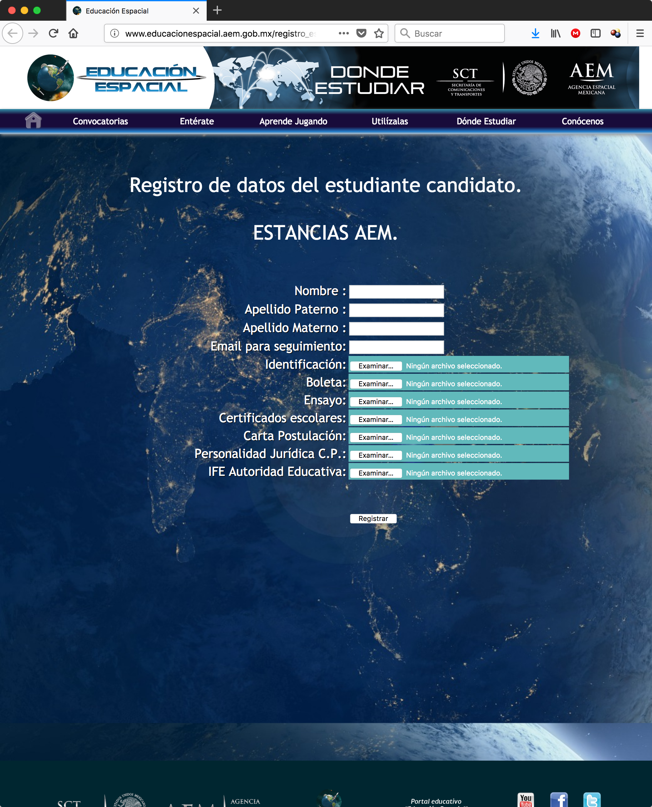 Registro y envío de documentación para estancias verano dosmildiezysiete 