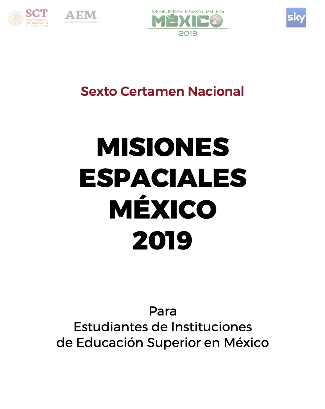 Documento Convocatoria Misiones Espaciales México para dosmildiezyocho en pdf